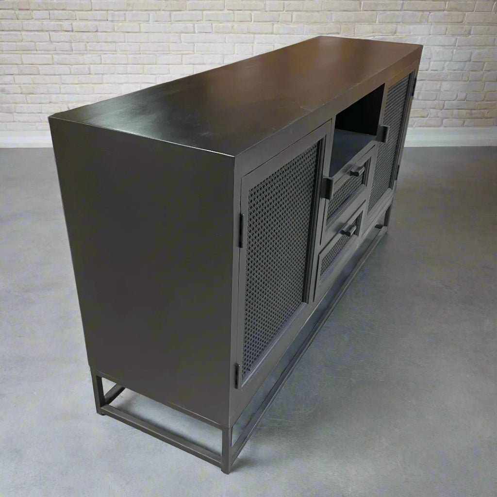 57 inch Nocture Mango wood and Cane TV Stand - Rustic Furniture Outlet