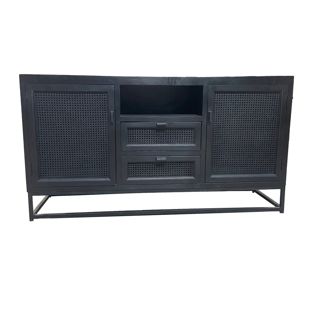 57 inch Nocture Mango wood and Cane TV Stand - Rustic Furniture Outlet
