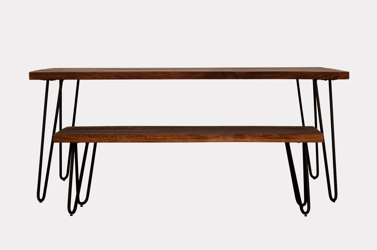 71 Ashlynn inch mango wood dining table with hair pin legs - Rustic Furniture Outlet