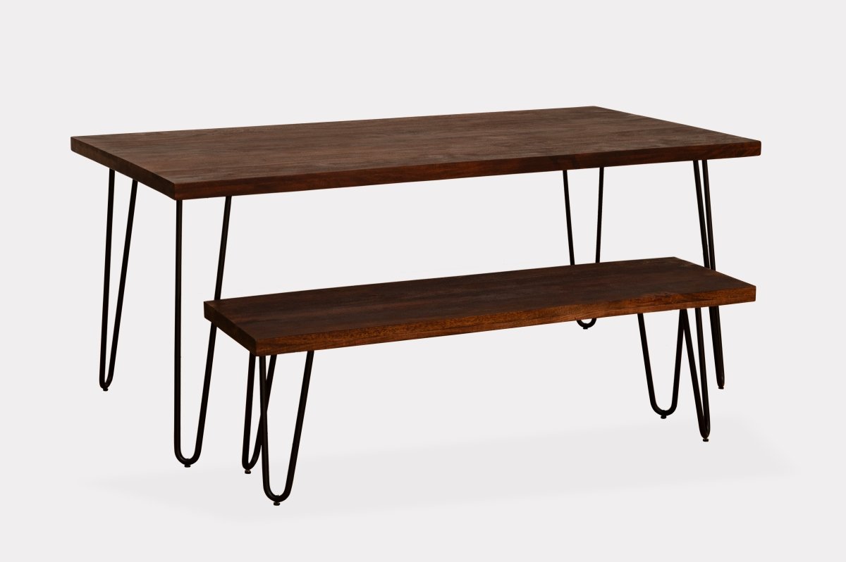 71 Ashlynn inch mango wood dining table with hair pin legs - Rustic Furniture Outlet