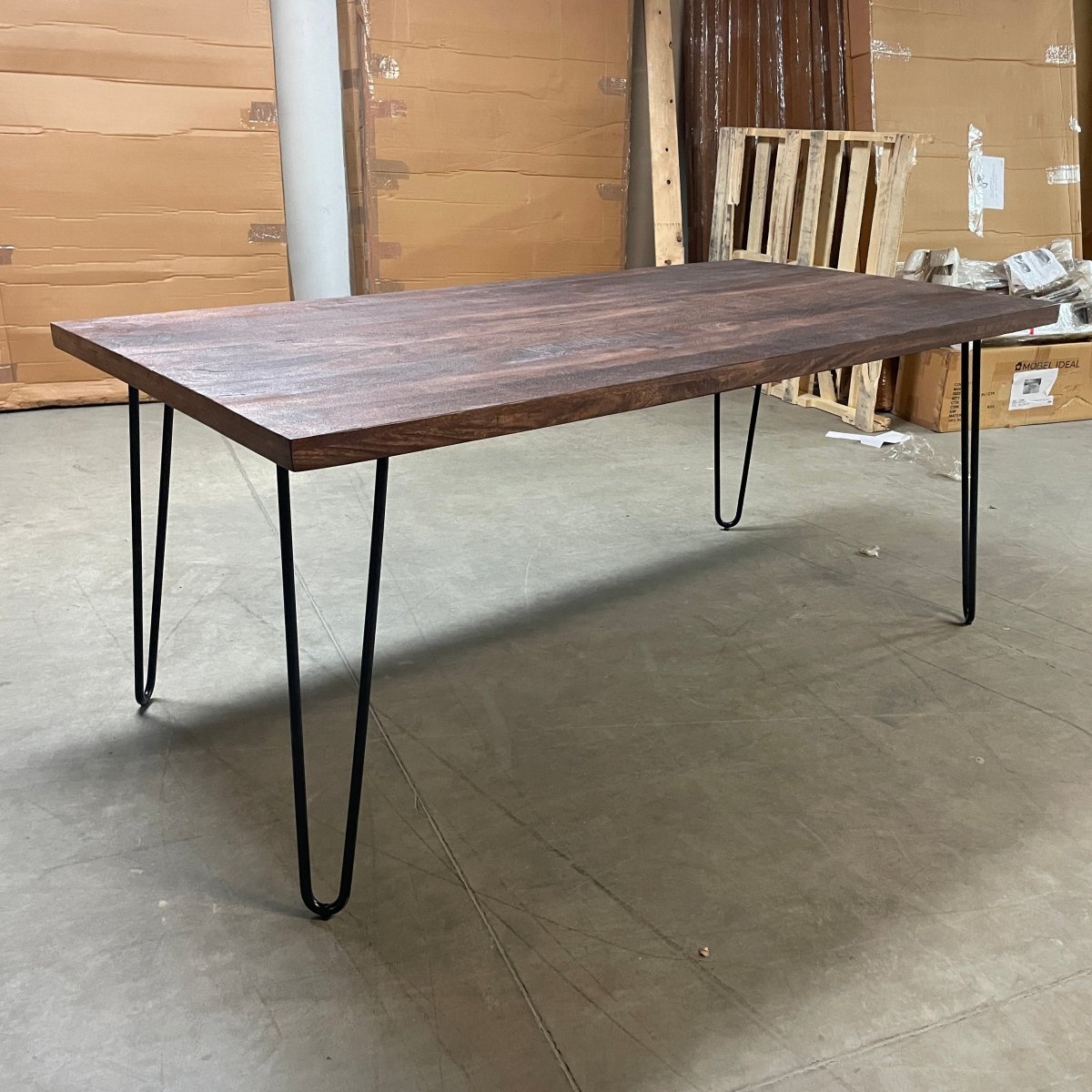 71 inch Ashlynn mango wood dining table with hair pin legs - Rustic Furniture Outlet