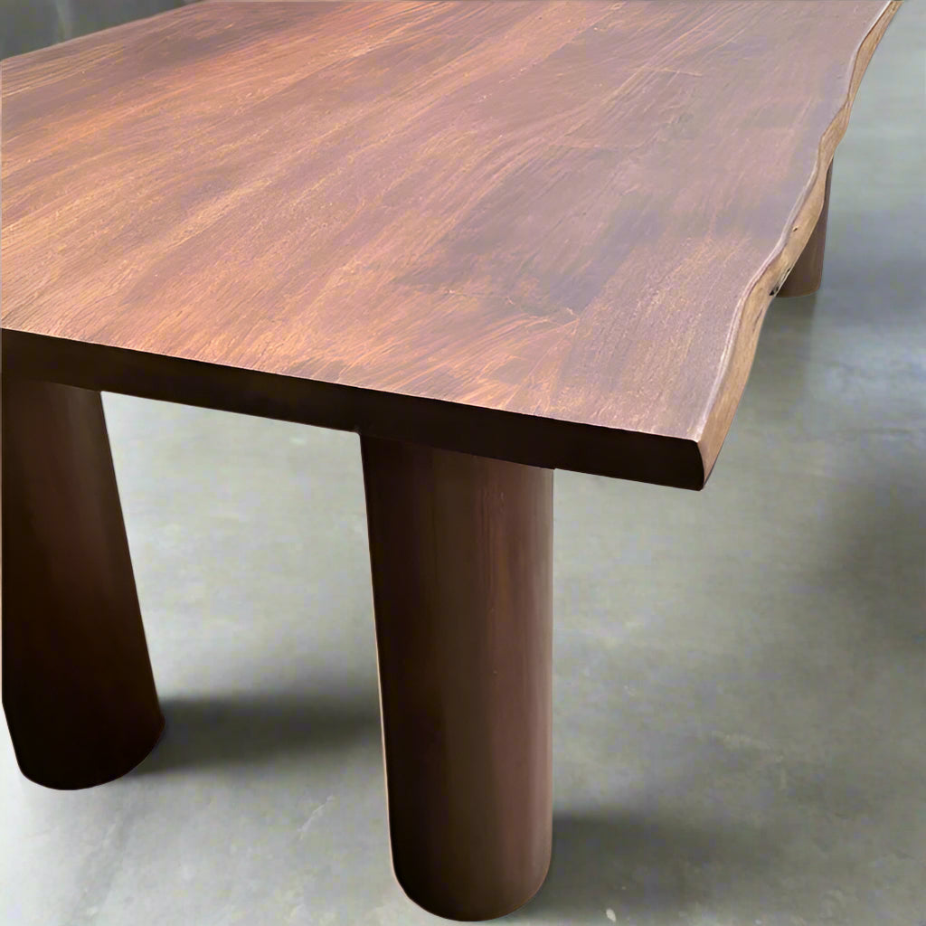 96 inch mango wood dining table with wood legs - Rustic Furniture Outlet