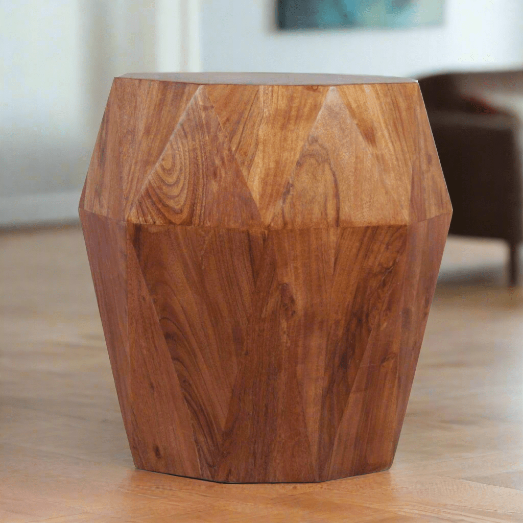 Acacia wood Diamond End Table - Rustic Furniture Outlet