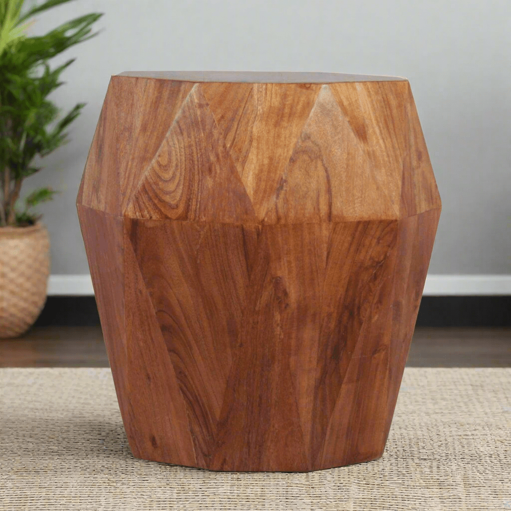 Acacia wood Diamond End Table - Rustic Furniture Outlet
