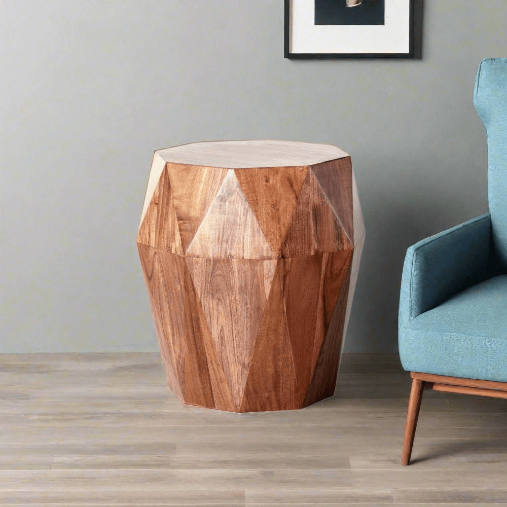 Acacia wood Diamond End Table - Rustic Furniture Outlet