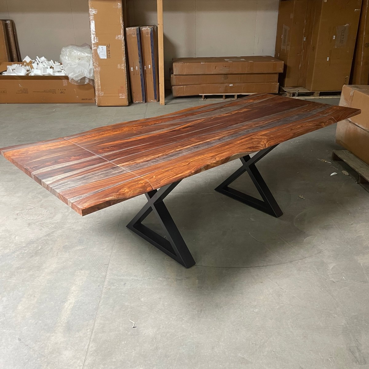 COLTON - Extendable Solid Rosewood Dining Table, 64 inch - 94 inch - Rustic Furniture Outlet