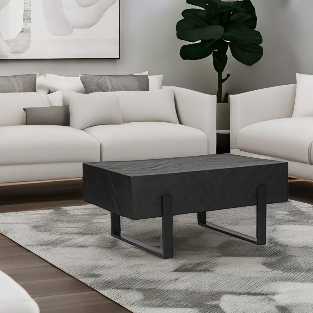 Float Black Mango wood coffee table - Rustic Furniture Outlet
