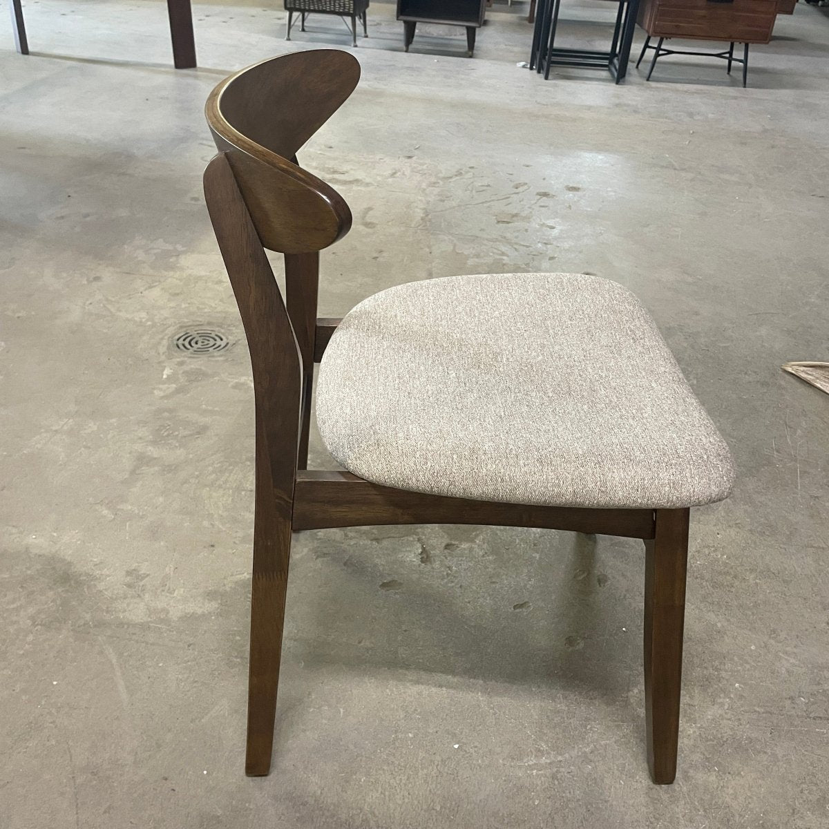 Isku Dining Chair - Brown Walnut/Beige Fabric ( set of 2) - Rustic Furniture Outlet