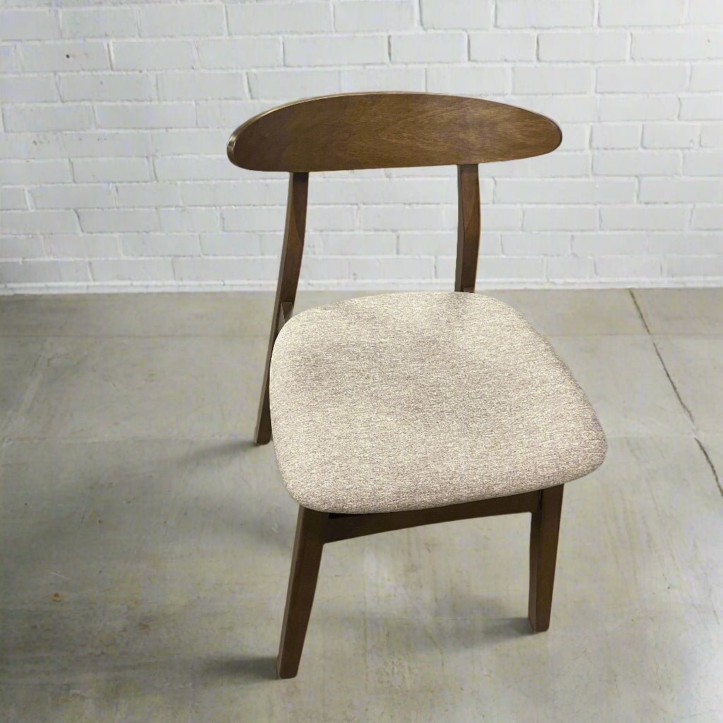 Isku Dining Chair - Brown Walnut/Beige Fabric ( set of 2) - Rustic Furniture Outlet