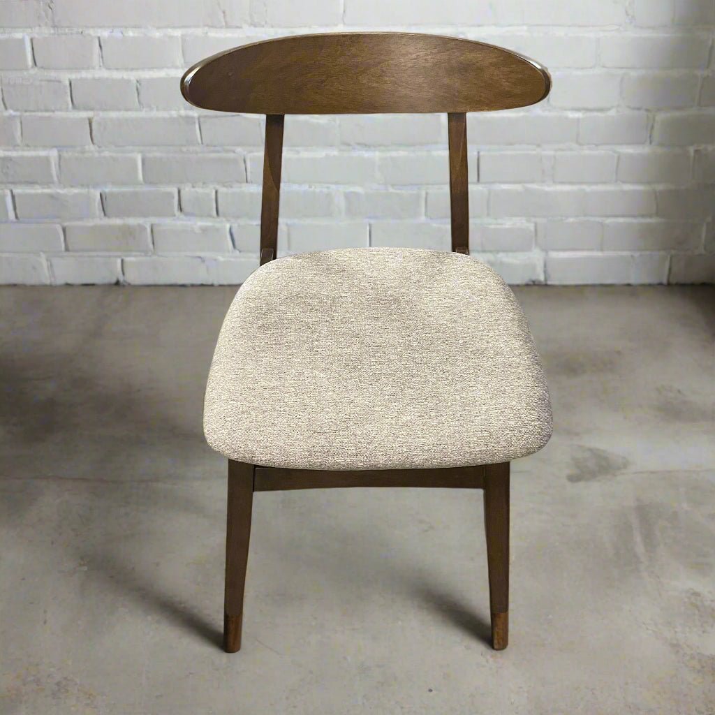 Isku Dining Chair - Brown Walnut/Beige Fabric ( set of 2) - Rustic Furniture Outlet