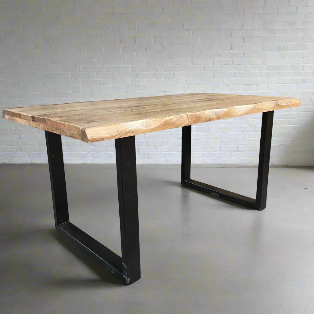 Kollbrunn Natural Live Edge Mango Dining Table - Rustic Furniture Outlet