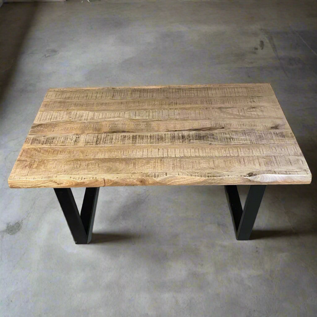 Kollbrunn Natural Live Edge Mango Dining Table - Rustic Furniture Outlet