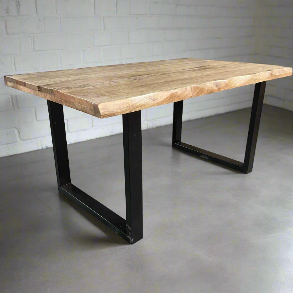 Kollbrunn Natural Live Edge Mango Dining Table - Rustic Furniture Outlet