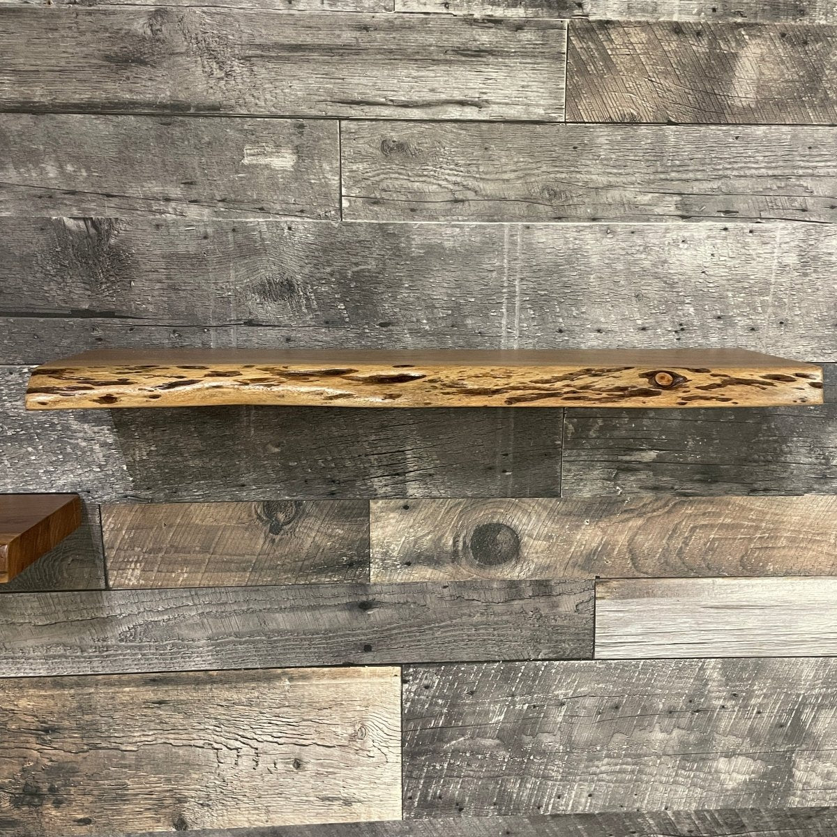 Live edge acacia wood accent shelf - Rustic Furniture Outlet