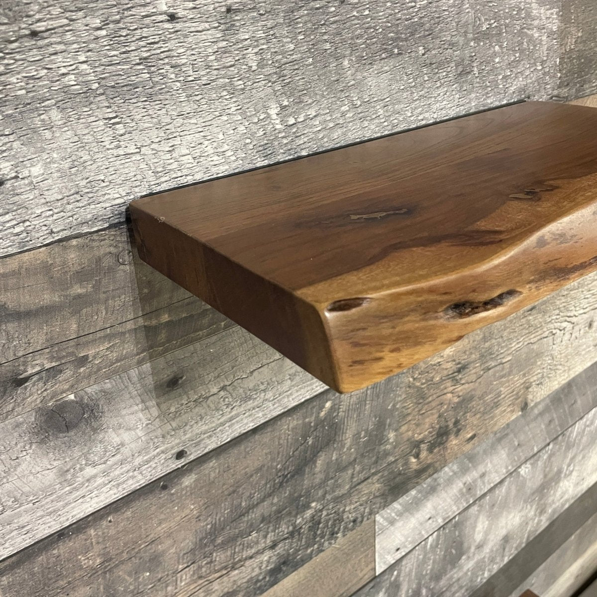 Live edge acacia wood accent shelf - Rustic Furniture Outlet