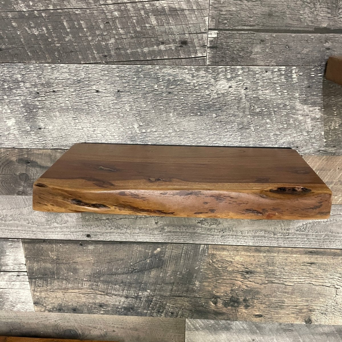 Live edge acacia wood accent shelf - Rustic Furniture Outlet