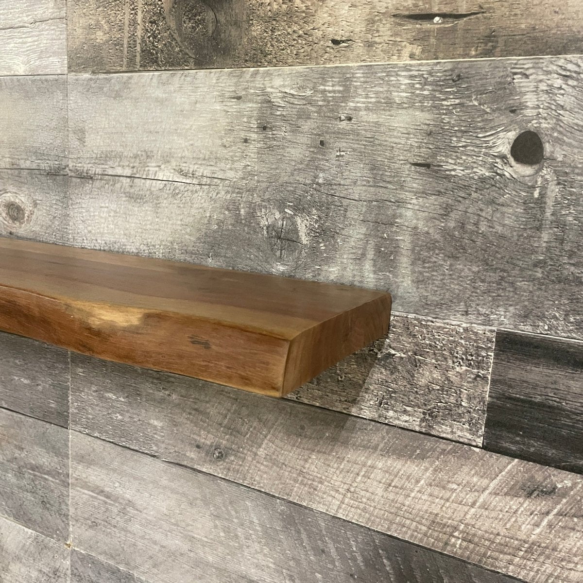Live edge acacia wood accent shelf - Rustic Furniture Outlet