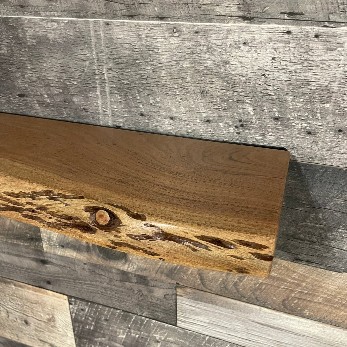 Live edge acacia wood accent shelf - Rustic Furniture Outlet