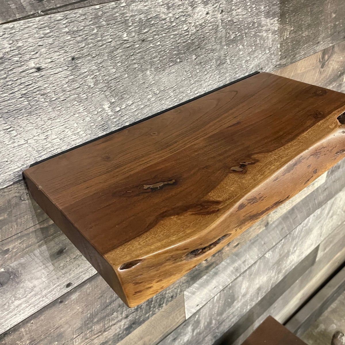 Live edge acacia wood accent shelf - Rustic Furniture Outlet