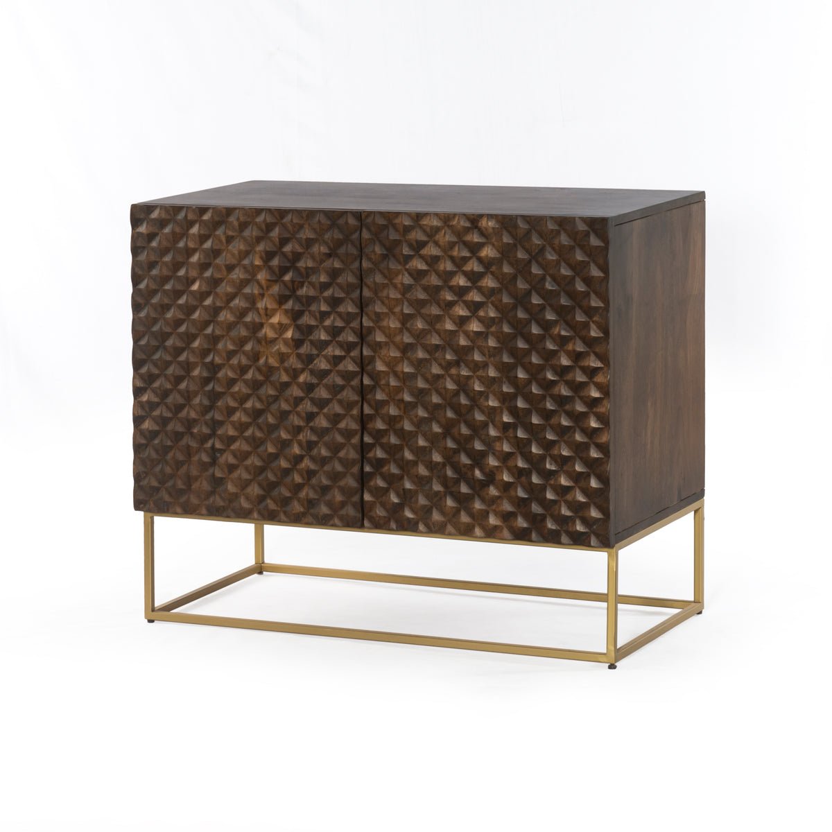 TRIANGLE - 2 doors pyramid pattern mango wood sideboard - Rustic Furniture Outlet