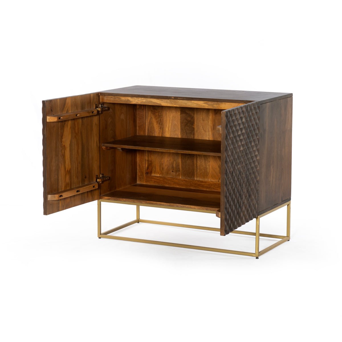 TRIANGLE - 2 doors pyramid pattern mango wood sideboard - Rustic Furniture Outlet