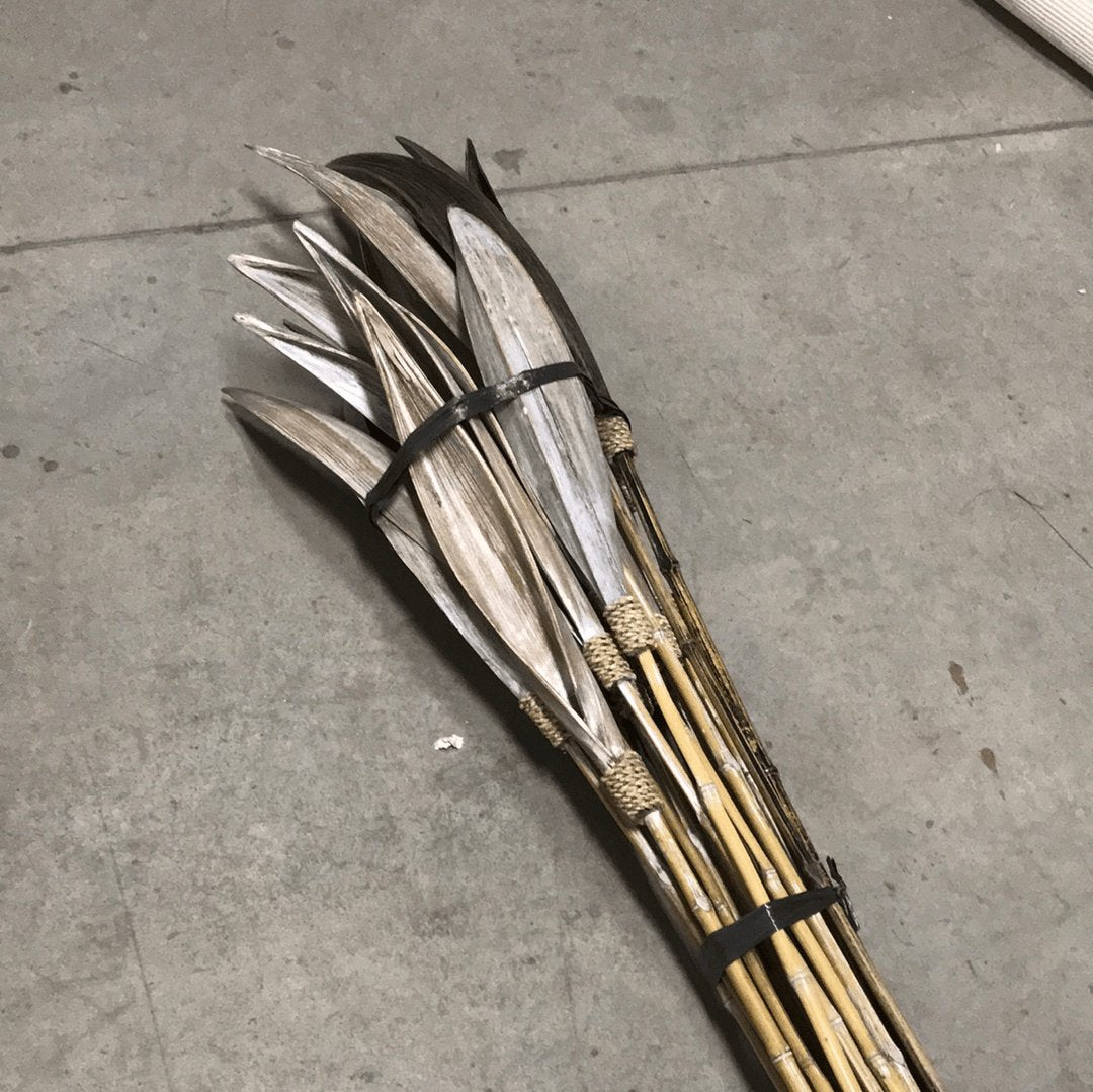 White wash Deco Stick Bamboo Leave 250 cm - Rustic Furniture Outlet