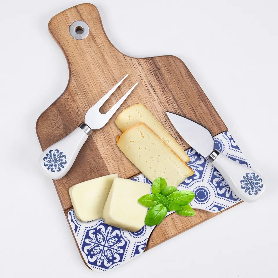 3 Piece Set Gift Box Acacia Wood Serving Cheese and Charcuterie Board - Rustic Furniture Outlet