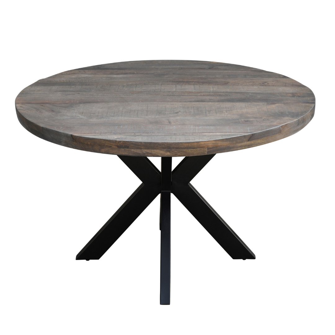 Table ronde en bois de manguier 48 pouces Solace Walnut 4 places - Rustic Furniture Outlet