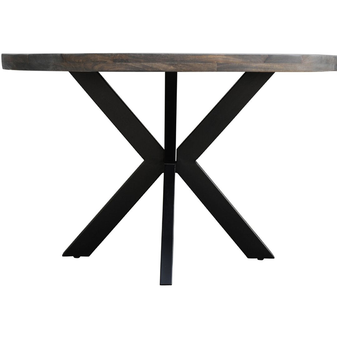 Table ronde en bois de manguier 48 pouces Solace Walnut 4 places - Rustic Furniture Outlet
