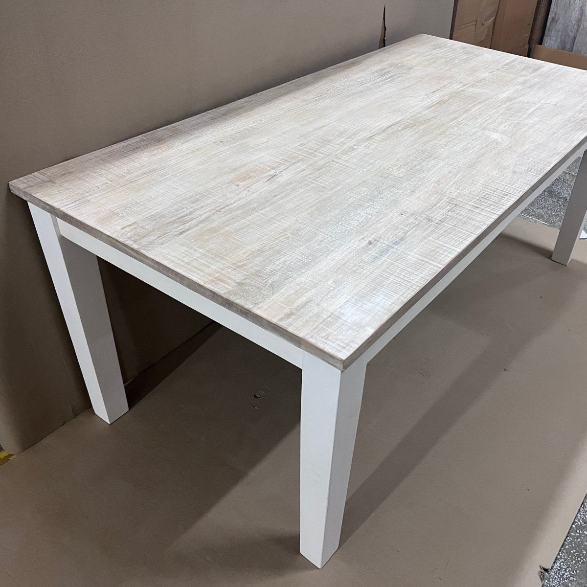 72 inch Elisa Harvest white wash dining table - Rustic Furniture Outlet