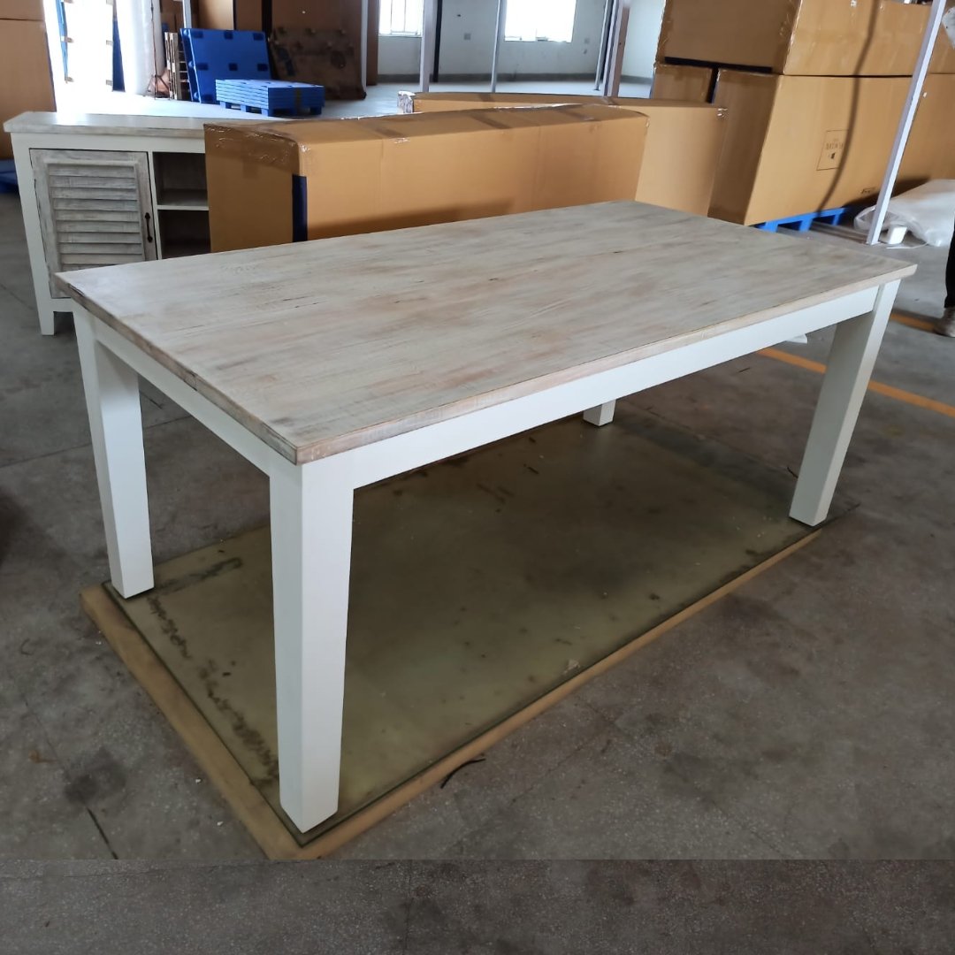 72 inch Montauk Harvest white wash dining table - Rustic Furniture Outlet