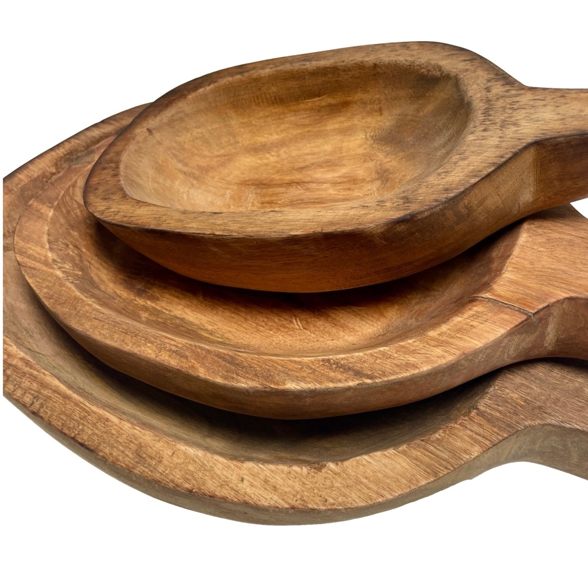 Alpha Set of 3 Mango Wood Trays - Rustic Furniture Outlet