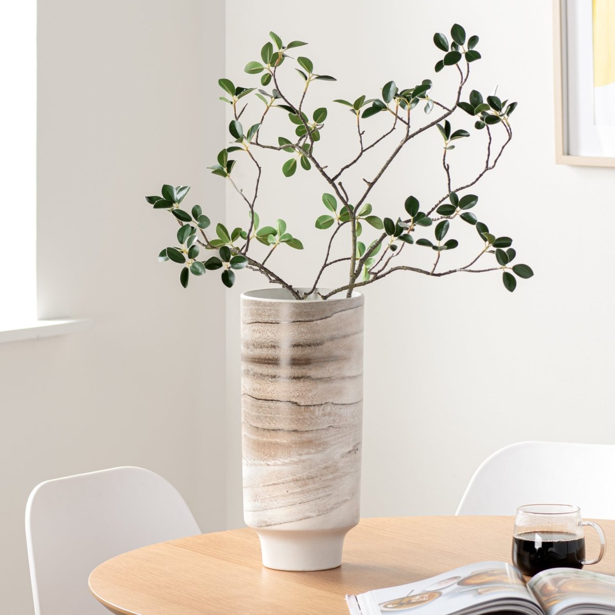 Vase conique en céramique Bergen Bark Tall - Rustic Furniture Outlet