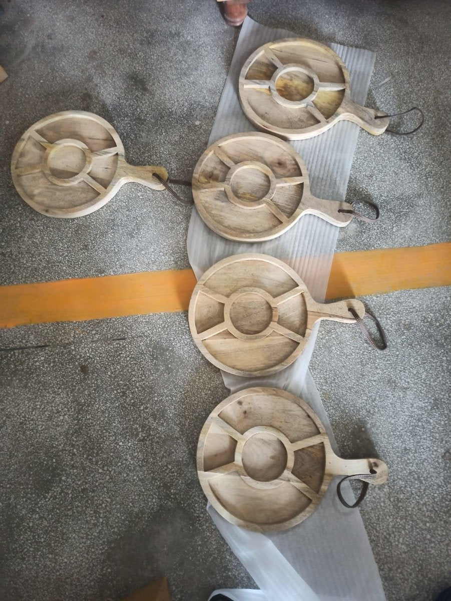 Cagne Mango Wood Snack Serving Tray - Rustic Furniture Outlet