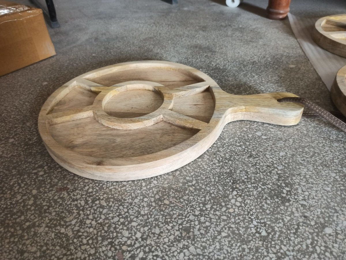 Cagne Mango Wood Snack Serving Tray - Rustic Furniture Outlet
