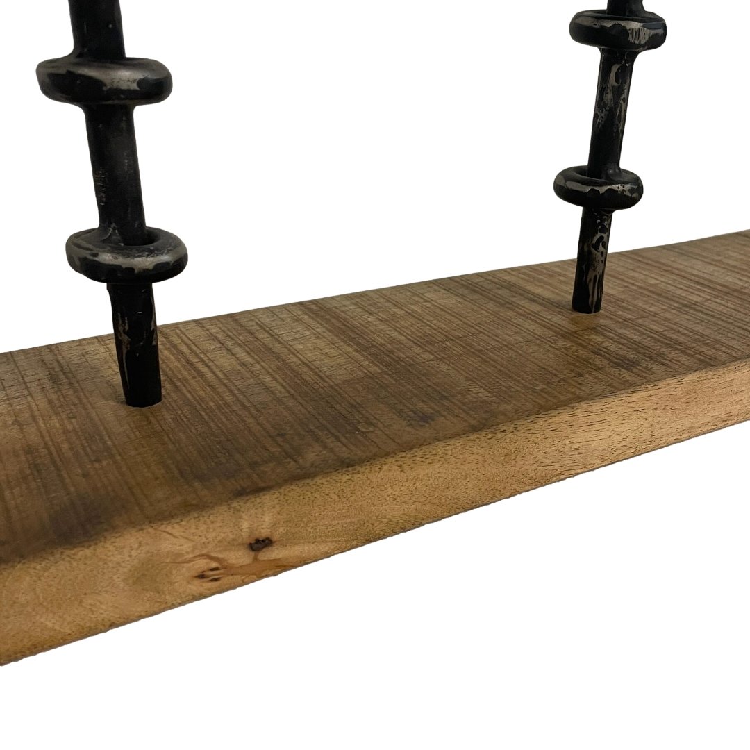 Decorative 5 Glass Votive Candle Holder Centerpiece on wood base - Rustic Furniture Outlet