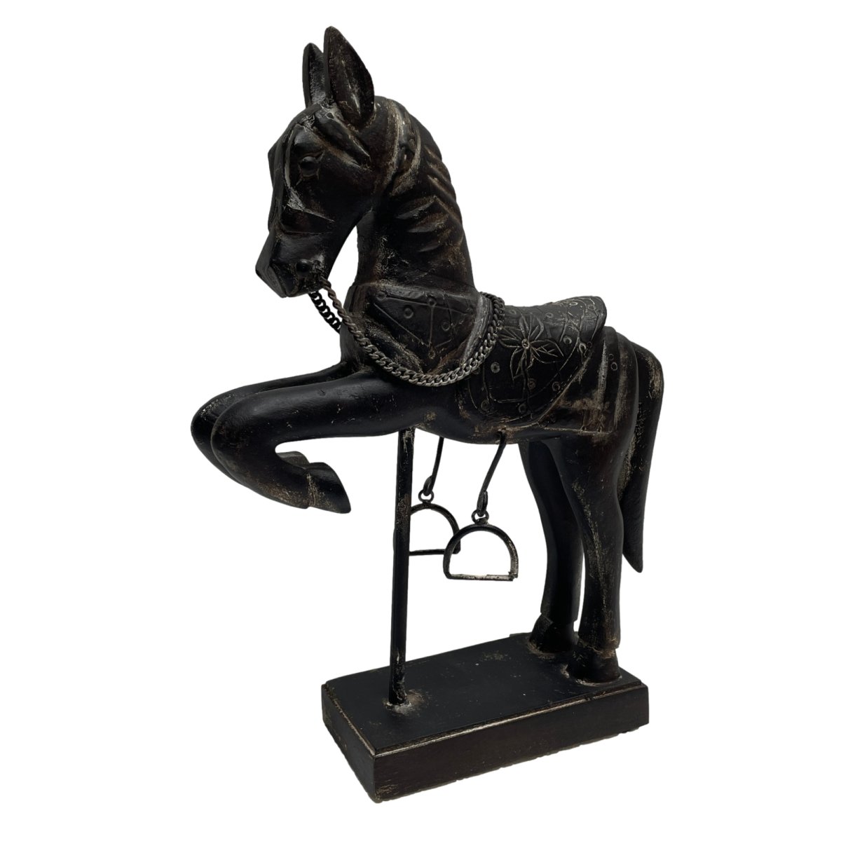 Decorative Mango Wood Horse on Stand - Rustic Furniture Outlet