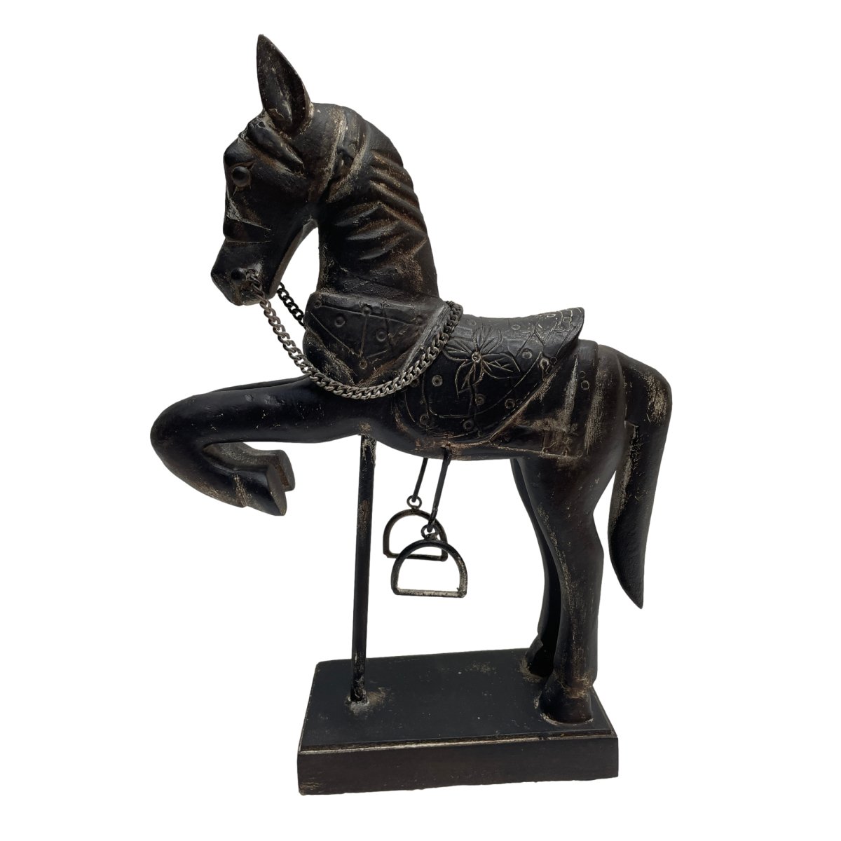 Decorative Mango Wood Horse on Stand - Rustic Furniture Outlet