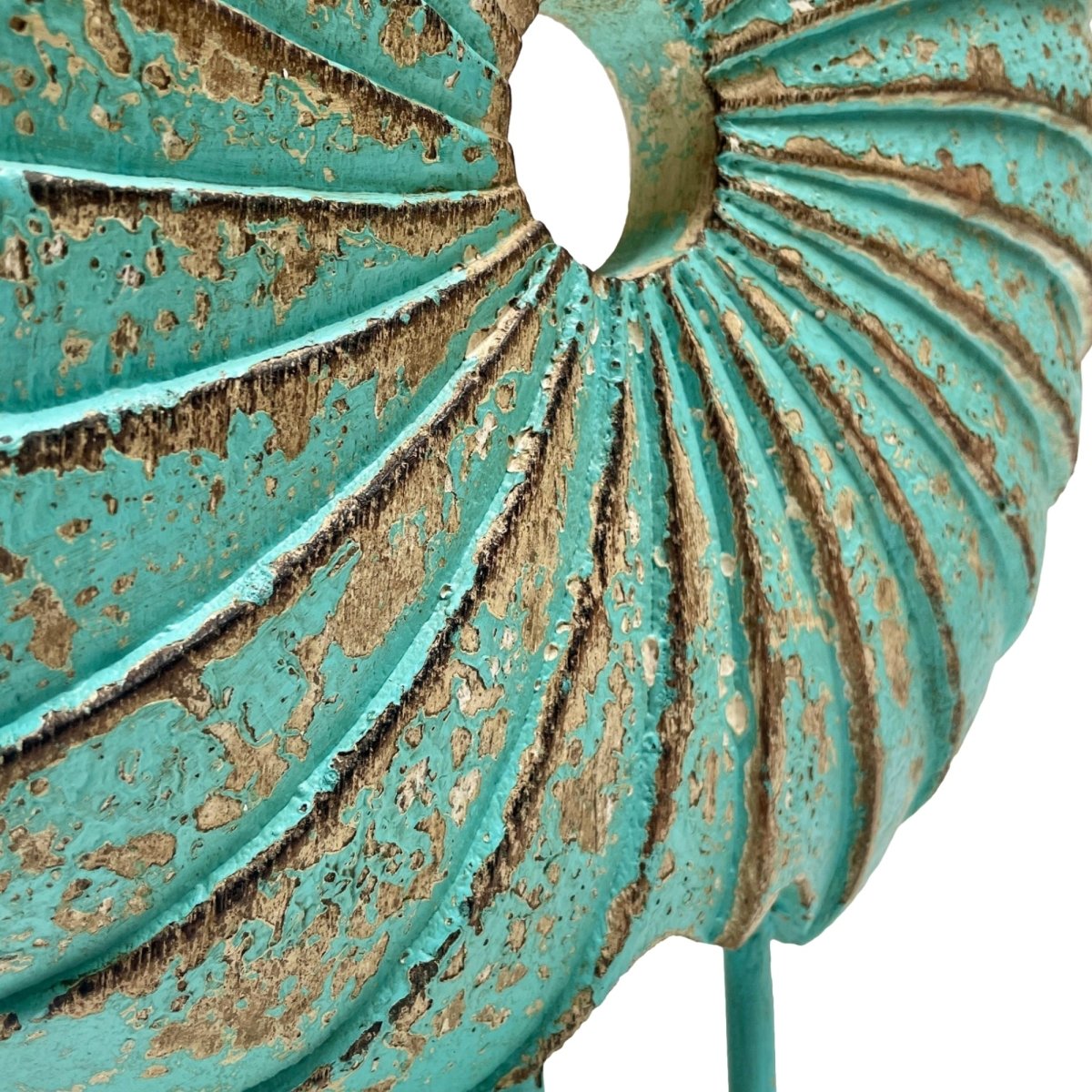 Distressed Blue Seashell on Stand - Rustic Furniture Outlet