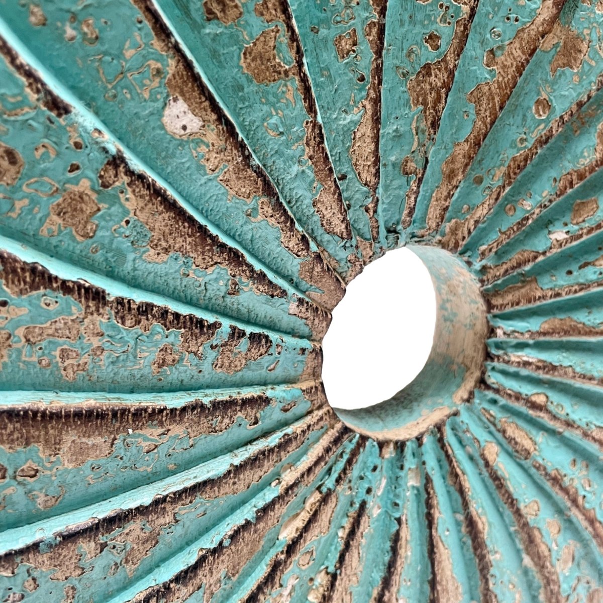 Distressed Blue Seashell on Stand - Rustic Furniture Outlet