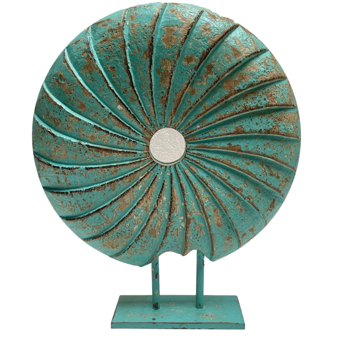 Bleu vieilli Seashell on Stand - Rustic Furniture Outlet