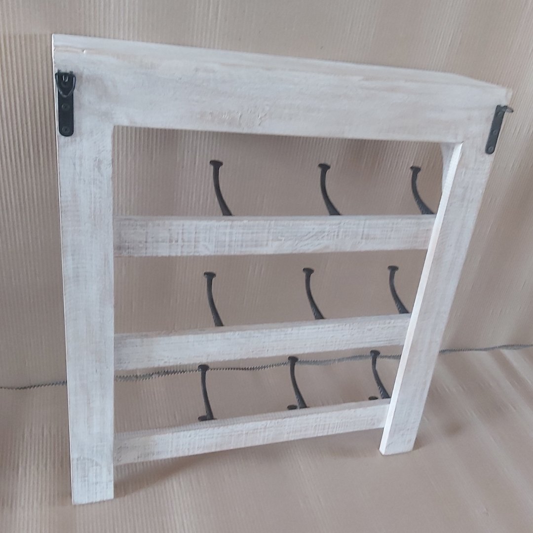 Elisa Mango Wood Coat Rack Shelf Wall Mount 16 hooks - Rustic Furniture Outlet