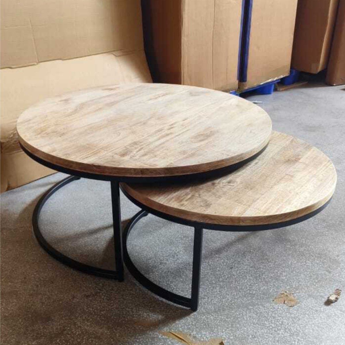 Tables basses rondes Enri 35 pouces (ensemble de 2) - Rustic Furniture Outlet