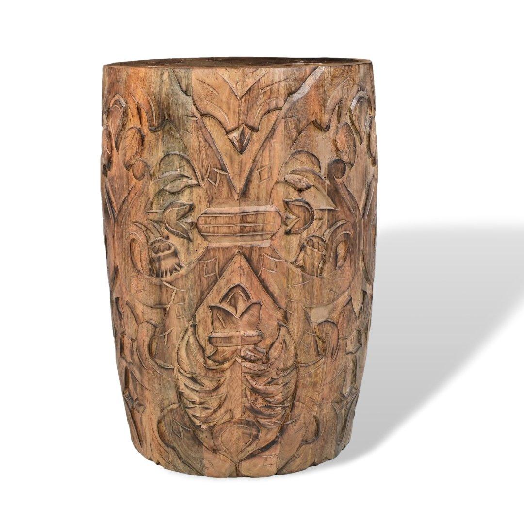 Table d'appoint tambour en bois de manguier Jungle - Rustic Furniture Outlet
