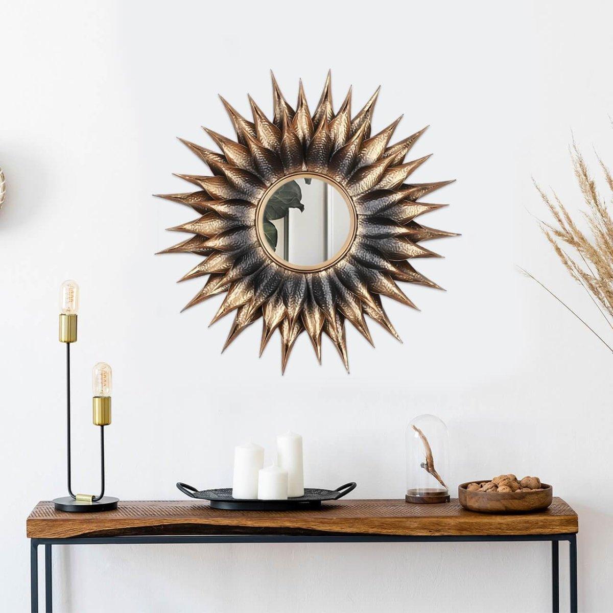 Miroir mural rond en laiton Kaven - Rustic Furniture Outlet