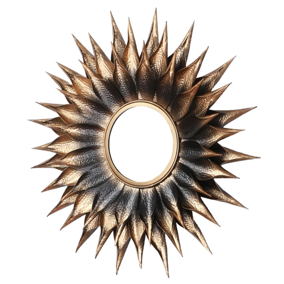Kaven Round Brass Wall Mirror - Rustic Furniture Outlet