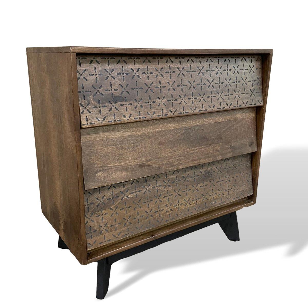 Commode à tiroirs en bois de manguier Knox 3 - Rustic Furniture Outlet
