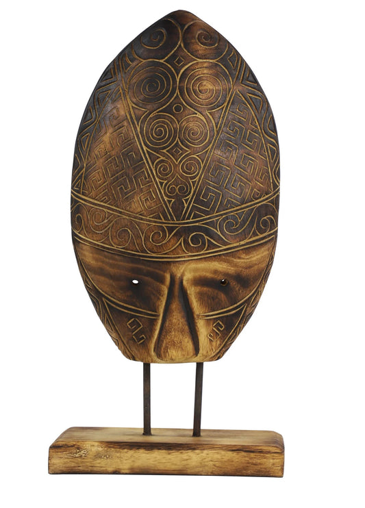 Medium Tribal Teak Wood Mask Stand - Rustic Furniture Outlet
