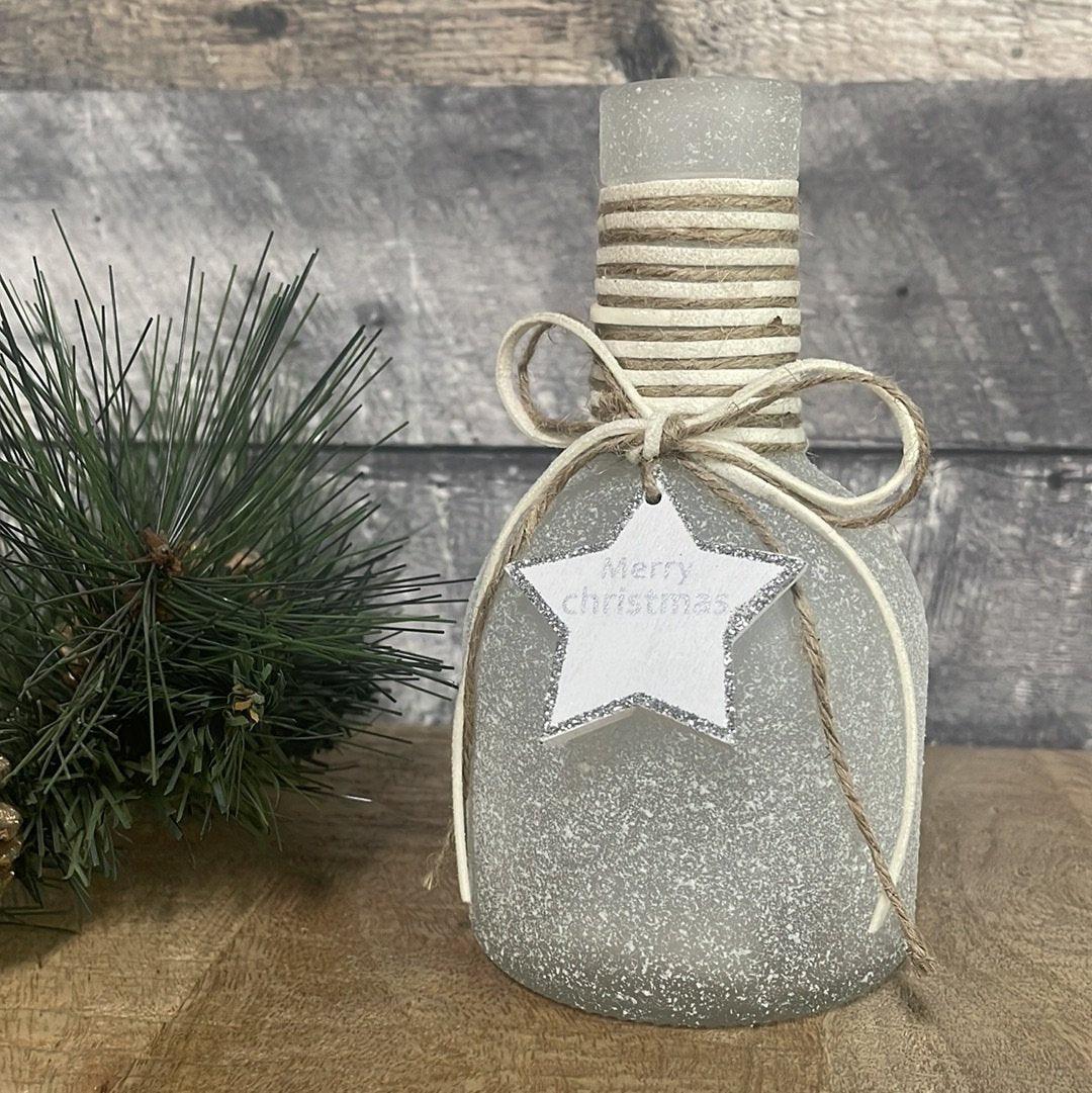 Joyeux Noël Frosty pot de vacances avec jute - Rustic Furniture Outlet