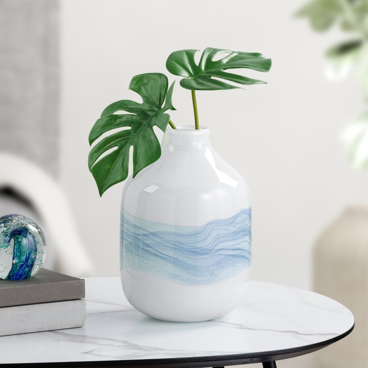 Voie lactée 9.5h vase en verre blanc - magasin de meubles rustiques